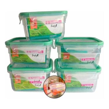 Imagem de Kit 5 Pote Hermético Para Mantimentos Trava Freshy Sanremo 537ml