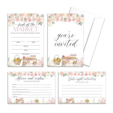 Imagem de HRIOROII Convites para chá de casamento com envelopes, conselhos e desejos para o Sr. e a Sra. Convites para chá de panela, presentes de decoração de festa de casamento de noivado - 02