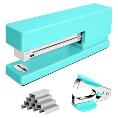 Imagem de Grampeador de mesa de escritório – capacidade para 25 folhas com 830 grampos e removedor de grampo, grampeadores para mesa, antiderrapante para escola, casa, verde