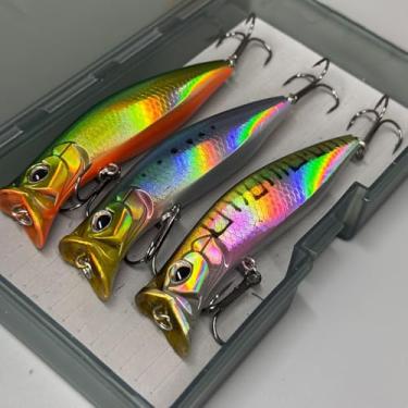Imagem de 9 cm/13 g 3 peças/caixa iscas flutuantes para pesca em água superior isca de pesca de superfície isca artificial de fundição longa isca de água superior isca de natação wobblers linguado robalo lúcio
