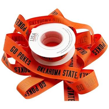 Imagem de Fita decorativa de cetim Oklahoma State 7/20.3 cm, licenciada pela USA Licenciada Bows - Oficialmente licenciada - 5 metros (40,6 cm pés)