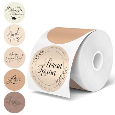 Imagem de Etiquetas adesivas térmicas redondas de 5 cm, gradiente marrom, 200 peças