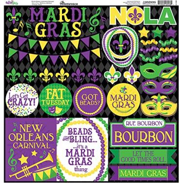 Imagem de Reminisce Adesivos de scrapbook de cartolina Mardi Gras New Orleans 30,5 cm x 30,5 cm