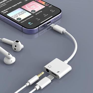 Imagem de USB C para conector de fone de ouvido de 3,5 mm e adaptador de carregador, tipo C para conector auxiliar Dongle com carregamento rápido PD para iPhone 15/16/17/Pro/Pro Max, iPad, para Galaxy S22/S23