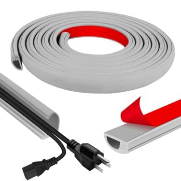 Imagem de Escondedor de cabos, ocultador de cabo de parede autoadesivo de 299 cm, capas de cabo de extensão para piso, capa de fio corretivo para TV montada na parede, cavidade de cabos de casa e escritório 1,6