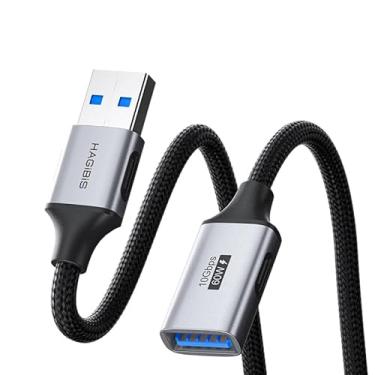 Imagem de Hagibis Cabo de extensão USB, extensor USB, trançado 10 Gbps USB 3.2 tipo A macho para fêmea, compatível com webcam, teclado, mouse, PlayStation, Xbox, Flash Drive, impressora, câmera (4,9 pés)