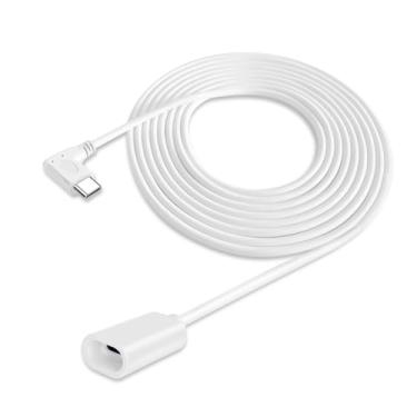 Imagem de Cabo de extensão USB-C longo de ângulo reto de 3 m, à prova d'água: cabo macho para fêmea tipo C de 90° compatível com iPhone 15/16, MagSafe, HomePod e mais dispositivos de interface tipo C (branco, 3