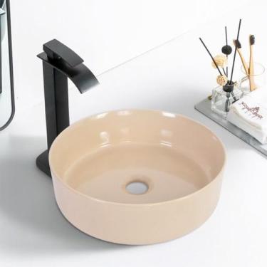 Imagem de Cuba Deend De Cerâmica PerlaCaramello Para Banheiro 36x36x12 cm