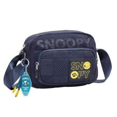 Imagem de Bolsa Snoopy Semax Nylon Transversal com Chaveiro SP26017, Azul