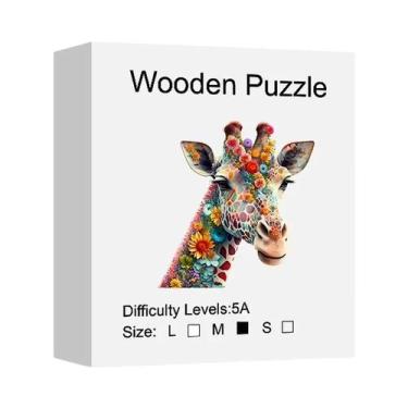 Imagem de Quebra-Cabeça De Madeira Girafa Flor, Brinquedo Intelectual De Alta Di