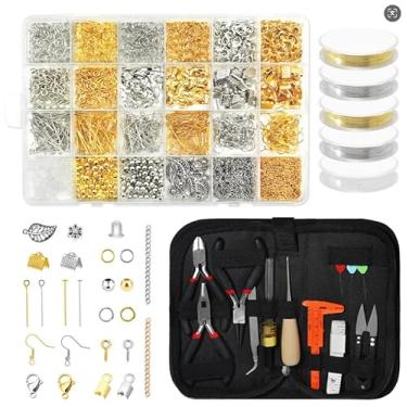 Imagem de fuvooi Conjunto de alicates de joias, kit de suprimentos de fabricação de joias, ferramentas de reparo de joias para corrente, contas, arame, pingentes de brinco, colar, pulseira, achados e artesanato