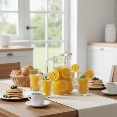 Imagem de Conjunto Jarra 1l Samantha + 6 Copos 250ml Vidro Com Tampa - Hauskraft