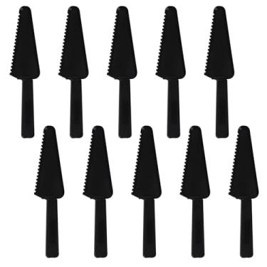 Imagem de Servidor de cortador de bolo de plástico embalado individualmente de 23 cm - Faca de espátula preta para torta, pizza, pastelaria, casamento e buffet (preto, 10)