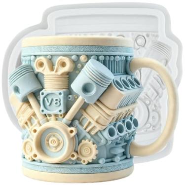 Imagem de MYPRACS Caneca Steampunk Gear Molde de fondant de silicone para decoração de bolos, cobertura de cupcake, pasta de goma de chocolate, argila de polímero