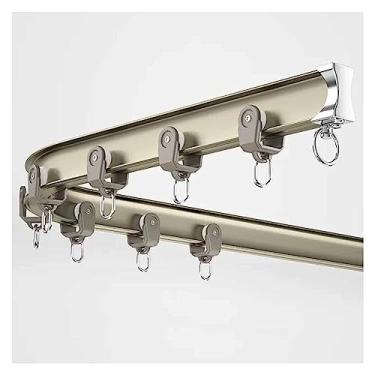 Imagem de Trilho de cortina de teto, trilho de cortina, para varões de cortina de chuveiro de janela de sacada com gancho para montagem na parede/teto, trilhos de cortina de poste de metal (suporte de parede