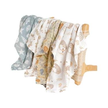 Imagem de Conjunto De Babadores De Algodão Muslin Para Bebês 4 Peças Respirável 