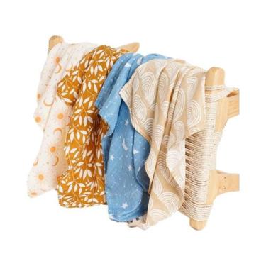 Imagem de Conjunto De Babadores De Algodão Muslin Para Bebês 4 Peças Respirável 