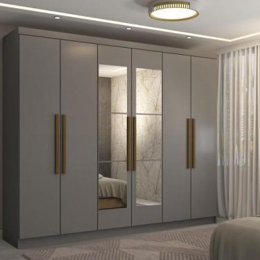 Imagem de Guarda-Roupa Casal Odisseia 6 Portas 2 Gavetas com Espelho Onix - Pano