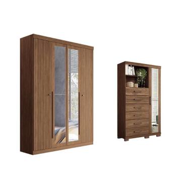 Imagem de Guarda Roupa +cômoda 2 Peças Qc325 Jatobá - Santos Andirá
