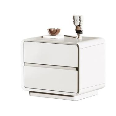 Imagem de Mesa de cabeceira dupla branca moderna para casa, sala de estar, quarto, escritório, pequeno armário de armazenamento de madeira prático (3GG)