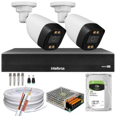 Imagem de Kit 2 Câmeras Segurança FullColor Visão Noturna Colorida 1080p 2.8mm Dvr Intelbras 1tb
