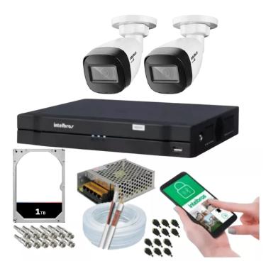 Imagem de Kit 2 Camera de Seguranca Intelbras Bullet 30m vhd 1130b Externa Dvr 4 canais multi hd 1tb
