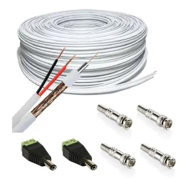 Imagem de Kit Instalação 2 Câmeras De Segurança Cabo Cftv E Conectores