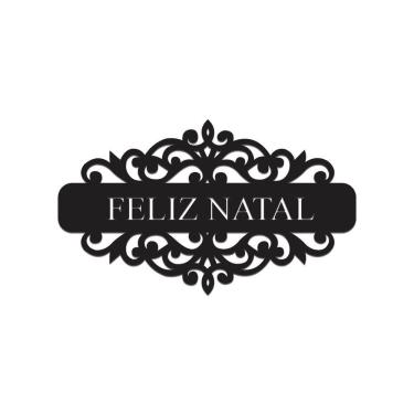 Imagem de Placa Feliz Natal Com Arabesco 30cmx17cm - Cria Arte Laser Preto