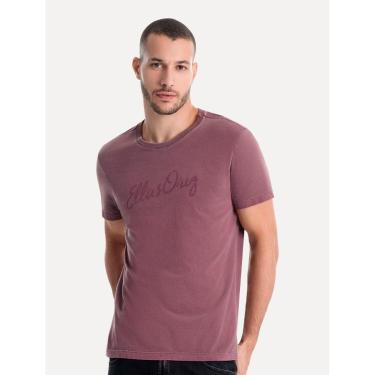 Imagem de Camiseta Ellus Masculina Cotton Washed Origin. Script Bordô-Masculino