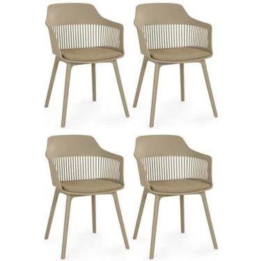 Imagem de Kit 4 Cadeiras Estofada De Jantar Marcela Nude