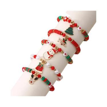 Imagem de Conjunto De Pulseiras Temáticas De Natal Com 5 Peças: Designs De Árvor