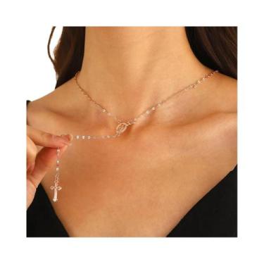 Imagem de Colar Feminino Com Pingente De Cruz Cristã Em Ouro E Prata, Joia De Mo