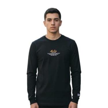 Imagem de CAMISETA MASCULINA NEW ERA MANGA LONGA LOGO HISTORY BRANDED NEI24TSH046 PRETA-Masculino