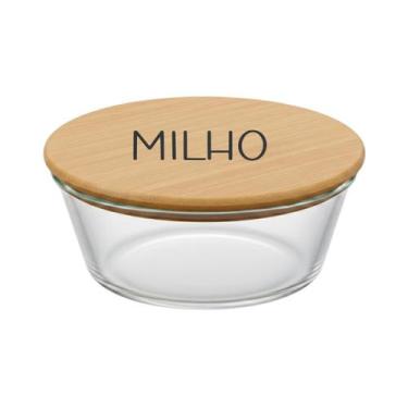 Imagem de Pote Hermético Redondo Vidro e Tampa de Bambu (630 ml) Milho - Casa Vi