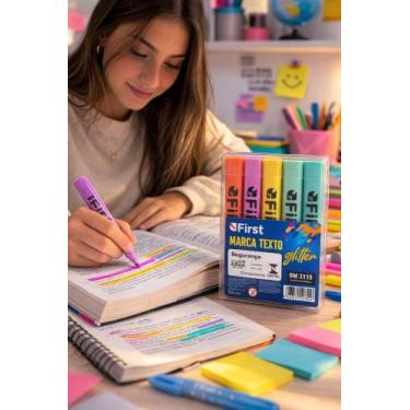 Imagem de Conjunto 4 Marca Texto Glitter Colorida - First