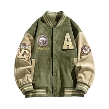 Imagem de Jaqueta De Beisebol Masculina Bordada, Moda High Street, Estilo Hip Ho