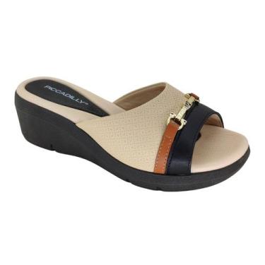 Imagem de Sandália Piccadilly Stretch Soft Pontilhado 540411 Feminino, Bege, 36