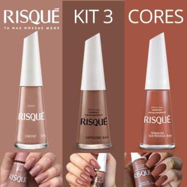 Imagem de Kit Esmaltes Risqué Tons Cores Marrons Cremosos 8ml