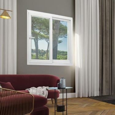 Imagem de Janela de PVC 100x120cm 2 Folhas com Vidro Liso e Cremona Itec Brimak 
