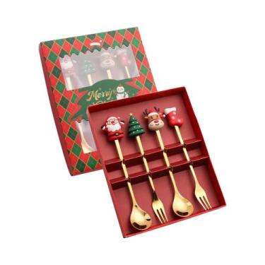 Imagem de Conjunto De Colheres De Café De Natal Em Forma De Boneca, 4 Peças, Col
