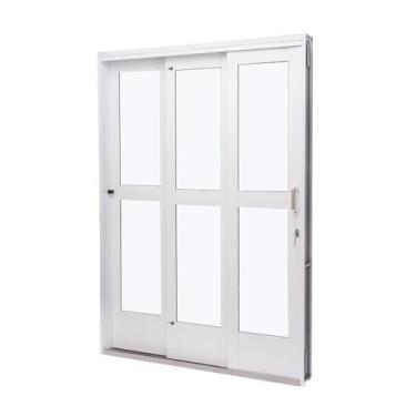 Imagem de Porta de Aço de Correr 215x200cm 3 Folhas Vidro Liso Qualitysol Ramass