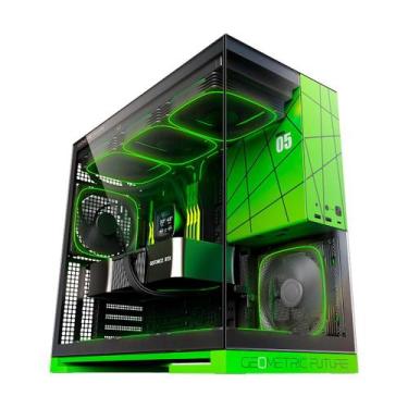 Imagem de Gabinete Gamer Geometric Future Model 5 Preto e Verde Nvidia Style Edi