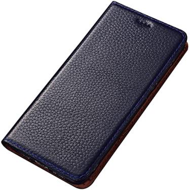 Imagem de Capa para Google Pixel 6/6 Pro, capa carteira de couro legítimo luxuosa, design fólio de livro com suporte flip para cartão capa protetora de TPU (poliuretano termoplástico), azul, 6 Pro de 6,7 polegadas