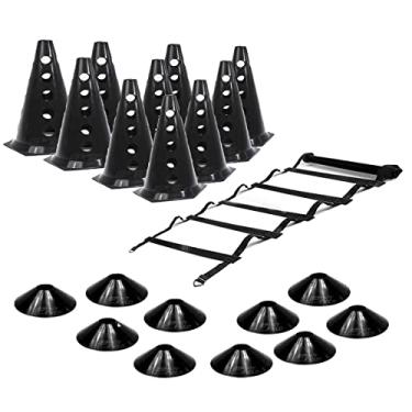 Imagem de Escada Rígida Com Bolsa + 10 Cones Furados + 10 Pratos