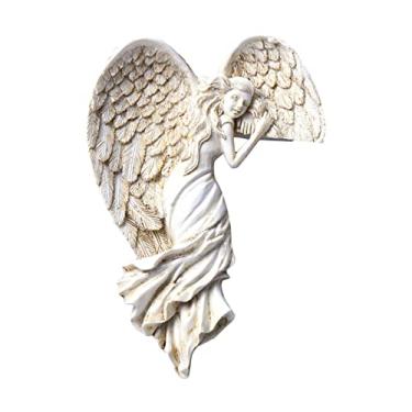 Imagem de Tingpai Moldu da porta Escultu Asas de Anjo Anjo Esquerdo em Seu Canto Escultu de Parede de Resina Artesanato pa Deco ção de Casa Festa Memorial Tributo Lemb nça Fune l