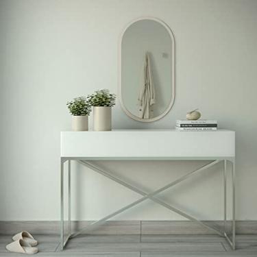 Imagem de Espelho Oval Decorativo Laqueado para Sala 90x45cm - Off White