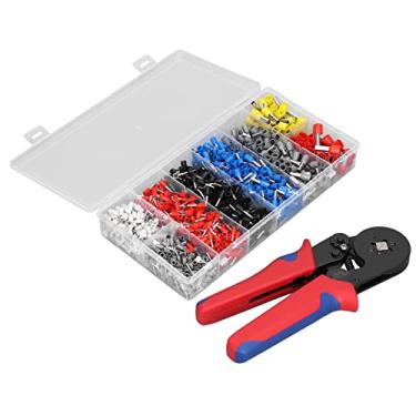 Imagem de Conjunto de crimpagem de virola, kit de alicate de crimpagem portátil Punho ergonômico 0,25-10mm² com 1200pcs terminal para cabo
