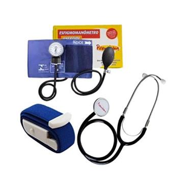 Imagem de Kit Enfermagem Esfigmomanometro Aparelho De Pressão + Esteto + Garrote