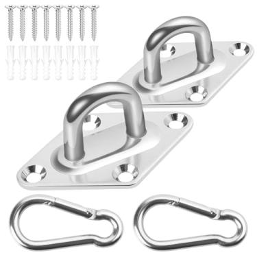 Imagem de CZXNBI Kit de suspensão de rede resistente – ganchos de balanço com capacidade de 453 kg, ganchos de teto para montagem na parede/teto, interno e externo - aço inoxidável (médio)