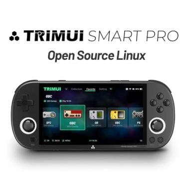 Imagem de Emulador Video Game Console Trimui Smart Pro Mini Game, SD 64 GB, Tela HD IPS de 4,9 Pol, Sistema Linux, Suporte a Mais de 5500 Jogos Clássicos, Gamepad sem Fio 2.4G/5G, WiFi Bluetooth - Preto.